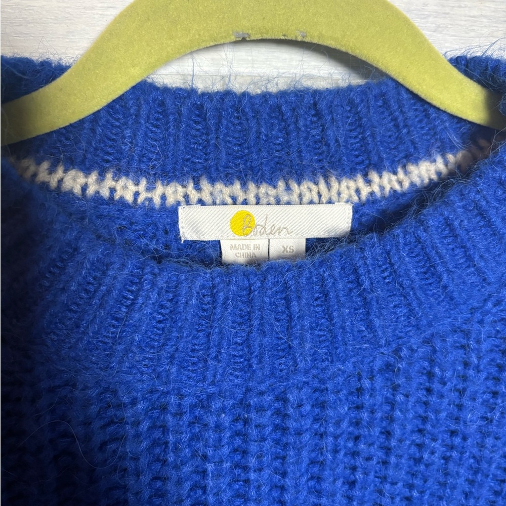 Boden Cobalt‎ Blue Chunky Knit Ribbed Balloon Sleeve Wool Alpaca Sweater Cozy - Picture 8 of 10